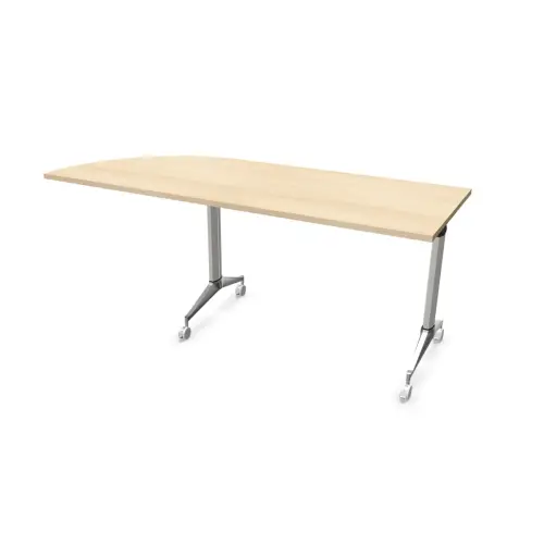 Table rabattable &agrave; roulettes - Angle &agrave; droite - Acacia clair et alu - 190x70 cm 