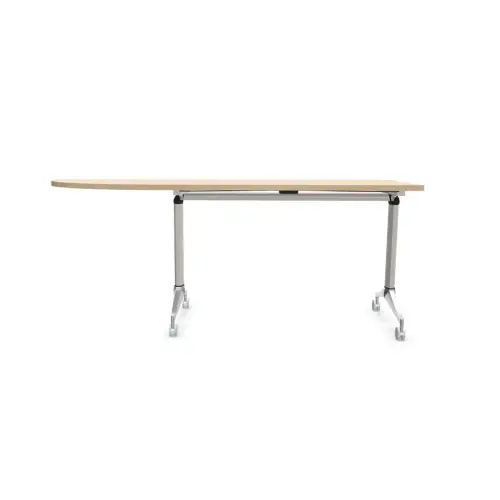 Table rabattable à roulettes - Angle gauche - Acacia clair et alu - 190x70 cm
