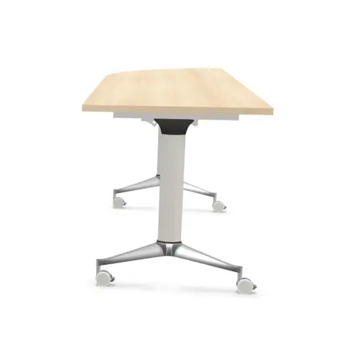 Table rabattable à roulettes - Angle gauche - Acacia clair et alu - 190x70 cm