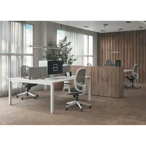 Bureau vis &agrave; vis 4 pieds 140 X 160 X 74 h&ecirc;tre/alu 