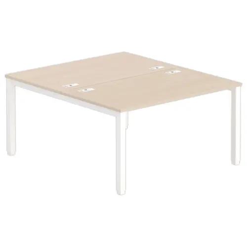 Bureau vis à vis 4 pieds 140 X 160 X 74 acacia/blanc