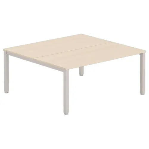 Bureau vis &agrave; vis 4 pieds 160 X 160 X 74 acacia/alu 