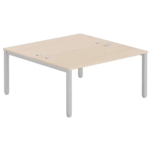 Bureau vis &agrave; vis 4 pieds 160 X 160 X 74 acacia/alu 