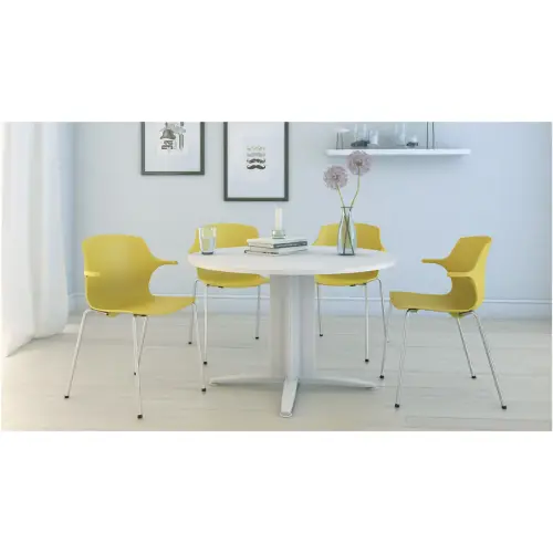 Table réunion ronde diam. 116 cm acacia/aluminium