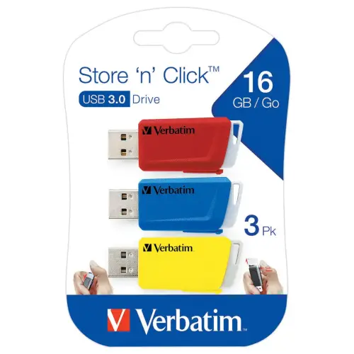 3 Cl&eacute;s USB Verbatim Store 'n' click 16Go3.0 