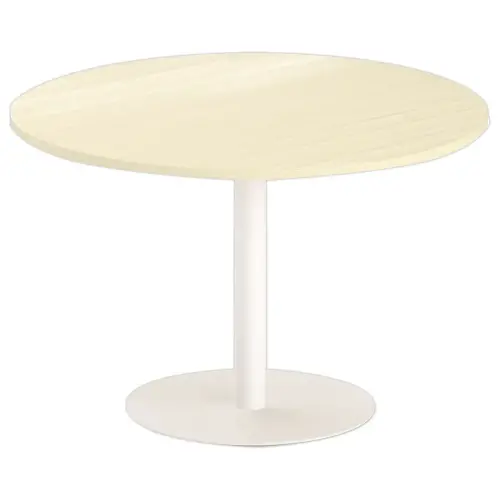 Table ronde diam 116 cm plateau acaciapied tulipe blanc pied tulipe 