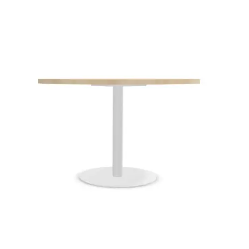 Table ronde diam 116 cm plateau acaciapied tulipe blanc pied tulipe 