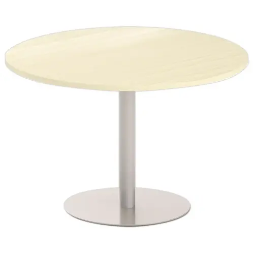 Table ronde diam 116 cm plateau acaciapied tulipe argent 