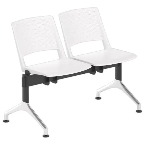Poutre 2 places si&egrave;ges blancs TOM structure noire pieds alu sans acc. 