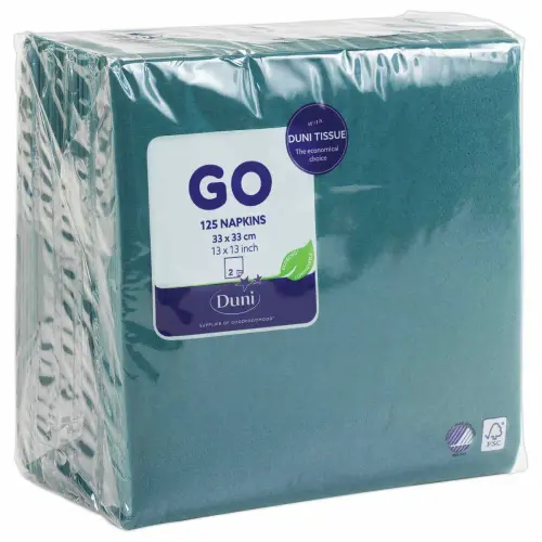 125 serviettes double &eacute;paisseur - 33x33cm - Bleu - DUNI 