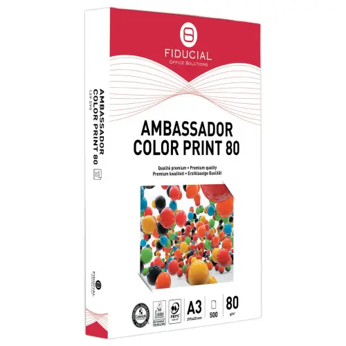 3 Ramettes de 500 feuilles de papier blanc Ambassador Color Print - A3 80g - FIDUCIAL OFFICE SOLUTIONS 