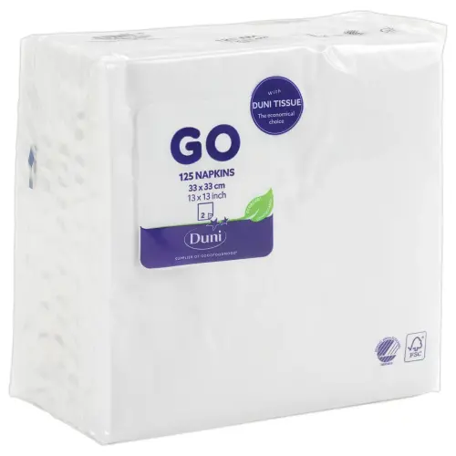 125 Serviettes double épaisseur - 33 x 33 cm - Blanc - Duni