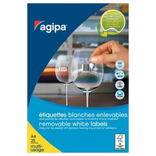 25 Planches d'étiquettes enlevables laser25,4x10mm 4725 étiq/boîte