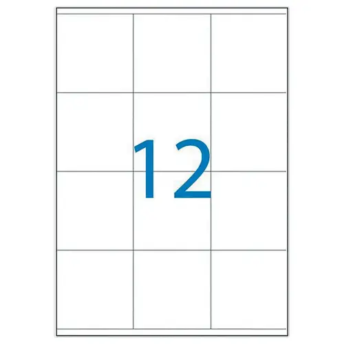 100 Planches d'étiquettes multiusages 70x70 mm soit 1200 étiq/boîte