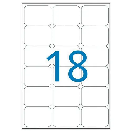 100 Planches d'étiquettes laser L63,5 x H46,6 mm soit 1800 étiq/boîte