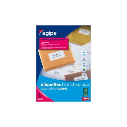 100 Planches d'étiquettes laser L99,1xH57 mm soit 1000 étiq/boîte