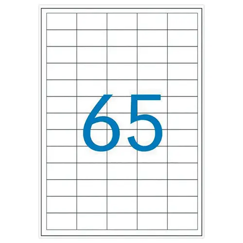 100 Planches d'&eacute;tiquettes laser 100%recycl&eacute;es 38,1 x21,2 mm  6500 &eacute;tiq 