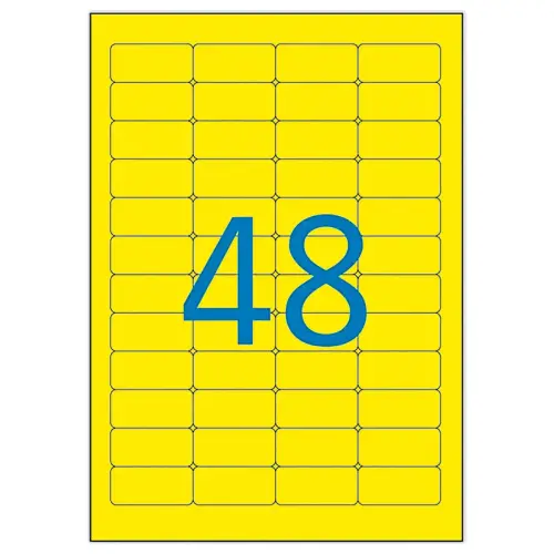 20 Planches d'étiquettes inaltérables laser 45,7x21,2mm 960 étiq jaune