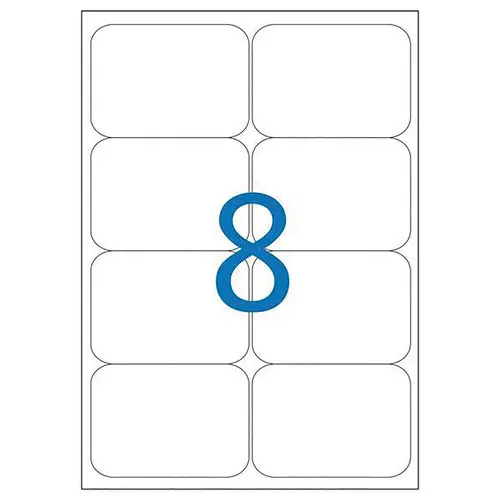 100 Planches d'étiquettes laser 100% recyclées 99,1X67,7 mm soit 800 étiq.