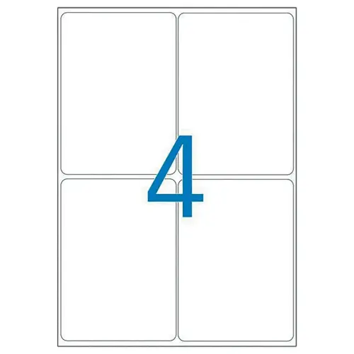 100 Planches d'&eacute;tiquettes laser 100% recycl&eacute;es 99,1x139 mm soit 400 &eacute;t/bte 