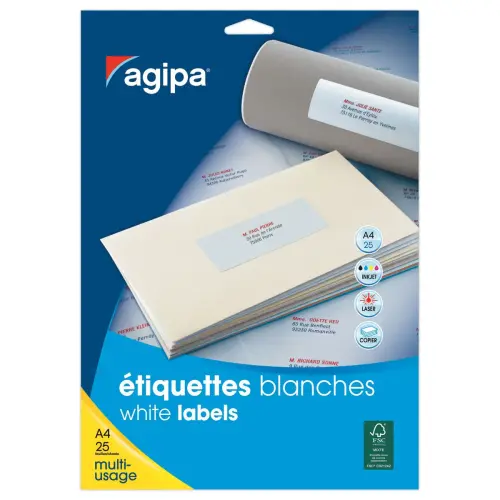 25 Planches d'&eacute;tiquettes 38,1x21,2 mm soit 1625 &eacute;tiq/bo&icirc;te 