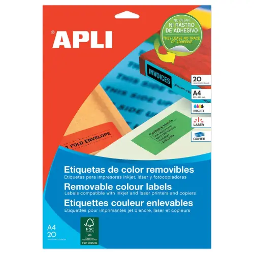 20 Planches d'&eacute;tiquettes L63,5xH33,9 mm 480 &eacute;tiq/ bo&icirc;te, jaune 