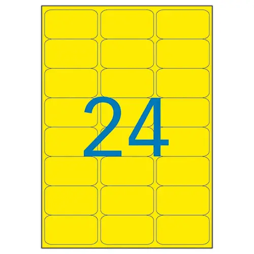 20 Planches d'&eacute;tiquettes L63,5xH33,9 mm 480 &eacute;tiq/ bo&icirc;te, jaune 