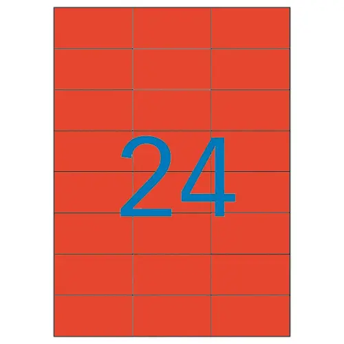 100 Planches d'étiquettes 70x37 mm par 2400/boîte, rouge