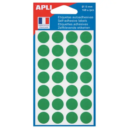 Pastilles gommettes - &Oslash; 15 mm - Vert - Apli 