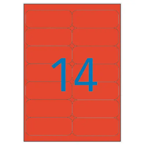 20 Planches de 280 étiquettes fluorescentes 99,1x38,1 rouge fluorescent
