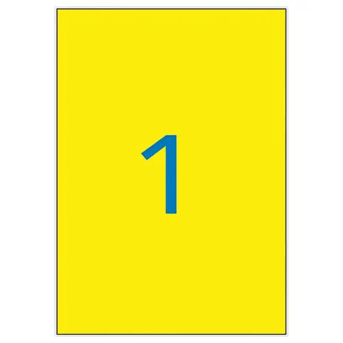 20 Planches étiquettes fluorescentes - 210x297 - Jaune - APLI