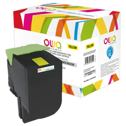 Toner &eacute;q. LEXMARK 80C2HYE, LEXMARK 80C2HY0 - Haute capacit&eacute; - Jaune - OWA 