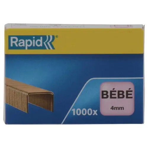 1000 Agrafes Bébé cuivrées pour agrafeuses de bureau - 4 mm - RAPID