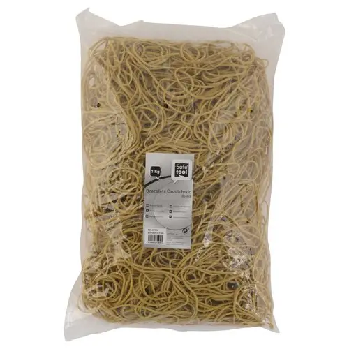 Sachet de 1 kg de bracelets élastiques étroits en caoutchouc - Blond - 150 mm - SIGN