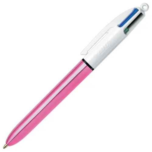 Stylo bille 4 couleurs - Corps Shine Rose - BIC