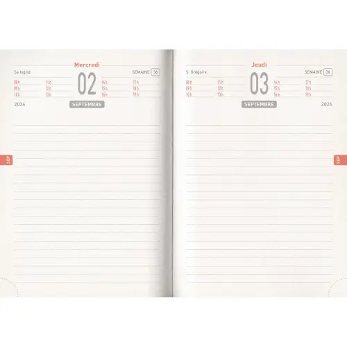 Agenda journalier  Techno - 12,5x17,5 cm - Bleu - Septembre &agrave; septembre - BOUCHUT GRANDREMY 