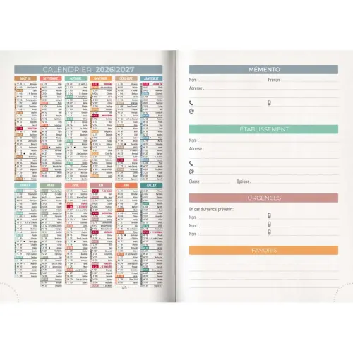 Agenda journalier  Techno - 12,5x17,5 cm - Bleu - Septembre &agrave; septembre - BOUCHUT GRANDREMY 