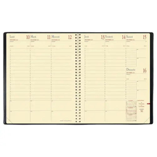 Agenda semainier Soho - 21x27cm - Noir à spirale - Janvier à décembre - QUO VADIS