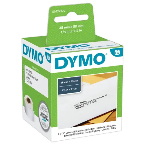 24 Rouleaux de 130 &eacute;tiquettes blanches 28x89mm pour DYMO Label Writer 