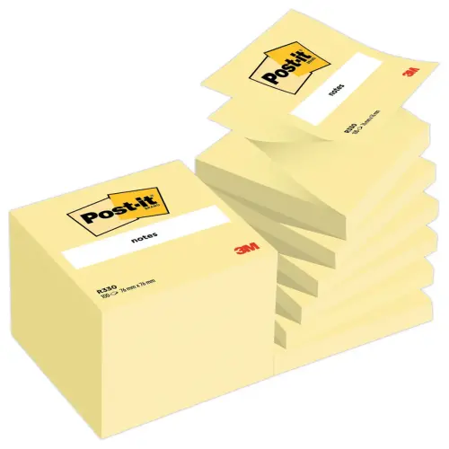 12 Notes repositionnables ZNotes - 76x76 mm- jaune - 100 feuilles - POST IT