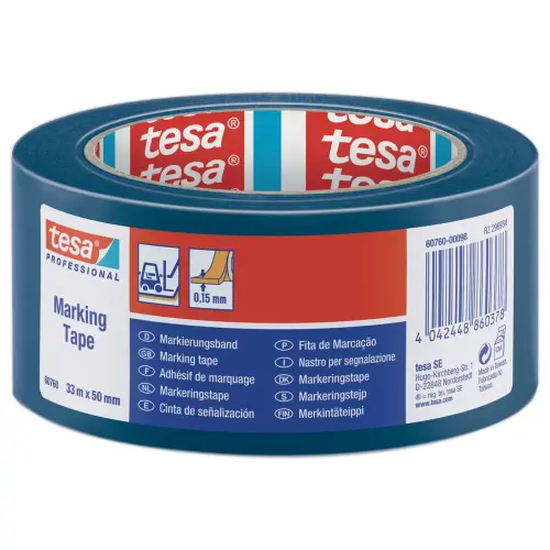 Adh&eacute;sif de marquage au sol 33 m x 50 mm - Bleu - TESA 
