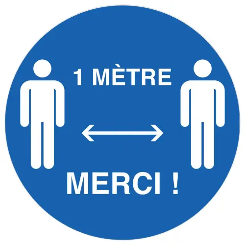 2 Adhésifs de prévention sol bleu, diamètre 35 cm