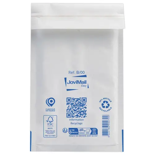 200 Pochettes matelassées à bulles d'air blanches Sealed Air - 120 x 210mm - JOVIMAIL