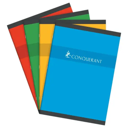 Cahier agraf&eacute; CONQUERANT 70g, A4, Sey&egrave;s,192 pages, assortis 