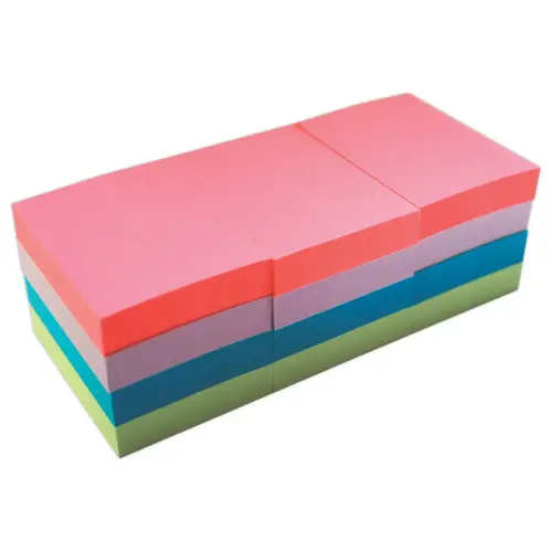 12 Blocs notes repositionnables - 3,8 x 5,1 cm - Couleurs vives assorties - FIDUCIAL
