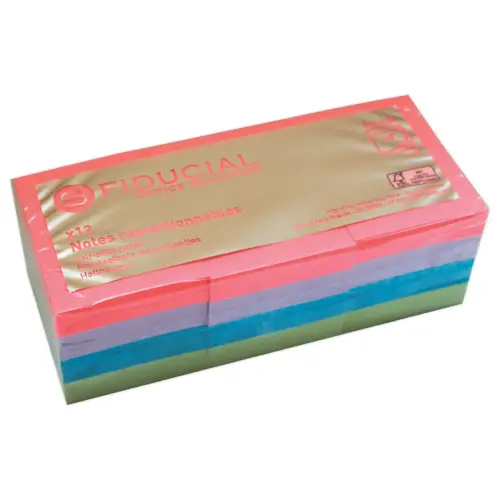 12 Blocs notes repositionnables - 3,8 x 5,1 cm - Couleurs vives assorties - FIDUCIAL