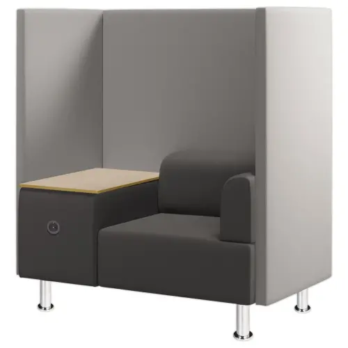 Si&egrave;ge avec isolation acoustique + tablette de travail 1 place, gris 