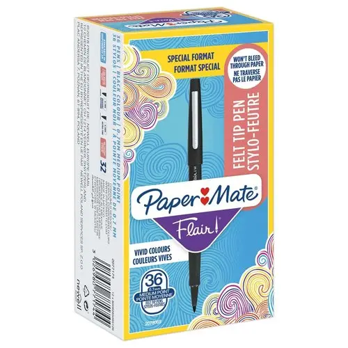 36 (30+6 offerts) Feutres Flair Original - noir - PAPERMATE