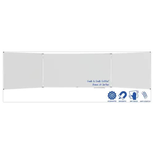 Tableau blanc triptyque UNITE PLUS - Surface émaillée - 100 x 200 cm - Legamaster
