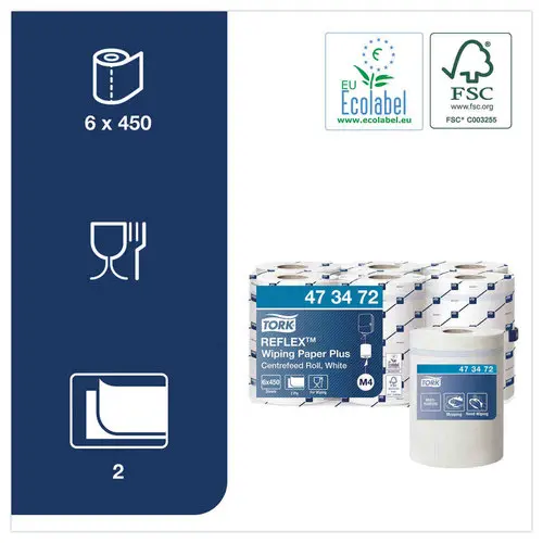 6 Rouleaux de papier d'essuyage Plus multi-usages Tork Reflex - TORK